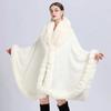 Cape en Fourrure Femme Vêtements d'Hiver Ponchos Épais et Chauds Châle Shawl Manteau Cardigan Longs Amples Manteaux