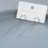 Curved Crescent Tassel Earrings: Moon Chain, Face-Slimming, Versatile Long Earrings for Women.