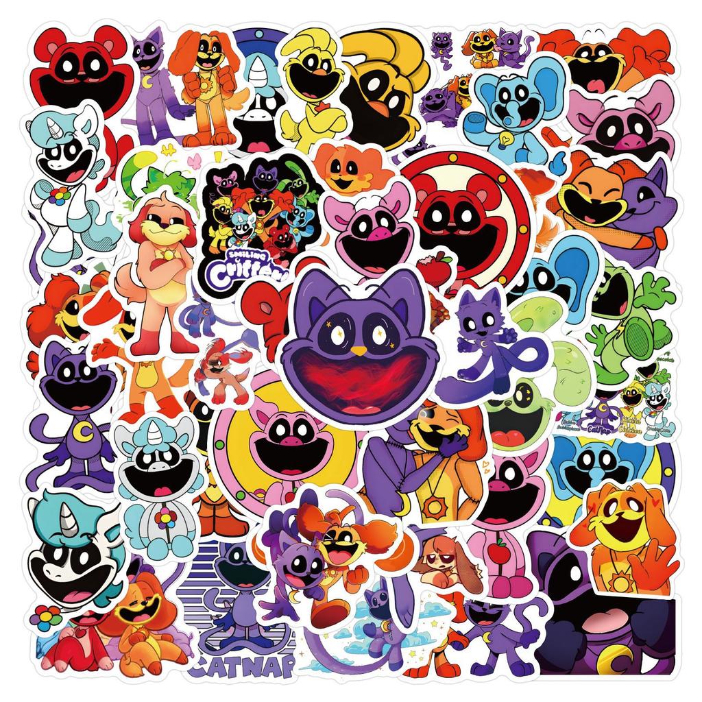 50 New Smilling Critters Graffiti Stickers Decorate Notebook Suitcase Stickers