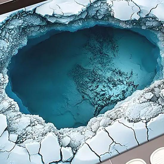 3D Optical Illusion Rug Endless Abyss Floor Mat Depth Manhole Entrance Rug Non-Slip Doormat for Bathroom Living Room Playroom Decoration