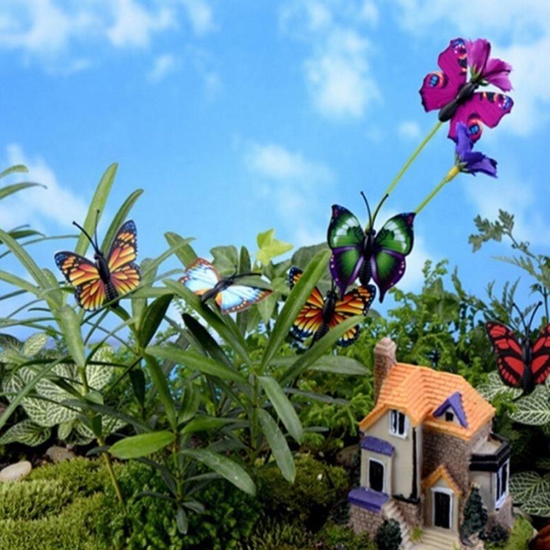 15Pcs/Lot Artificial Simulation Butterfly Stakes Garden Outdoor Decorations