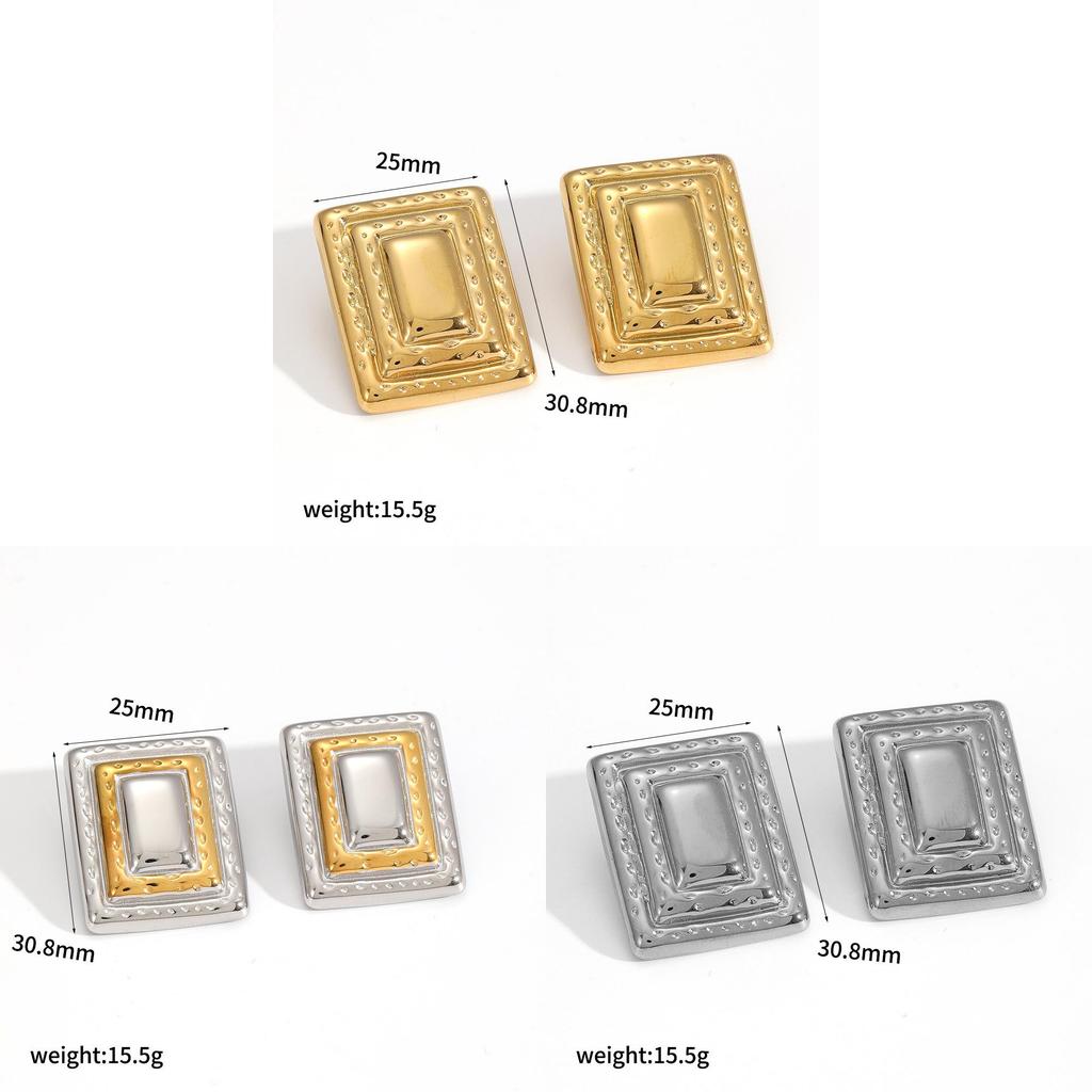 Geometric Stainless Steel Layered Earrings For Womens Fashion Jewelry