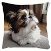 1 Pillowcase, 2D Flat Printing, Single-sided Print, No Pillow Insert, 17.72 X 17.72 Inches (45 X 45cm), Not Real Embroidery, Shih Tzu Dog Design Pillo