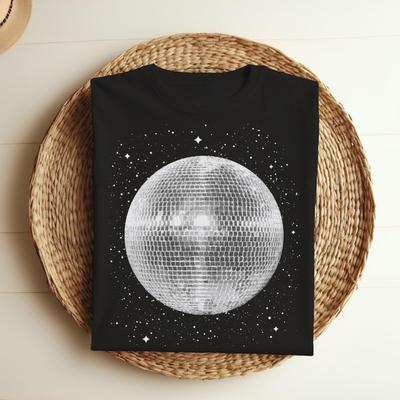 Black and White Disco Ball Club Vintage Retro Tee DJ Party Night Club Outfit 80s 90s 1980s 1990s Disco Ball TShirt Dance Gifts