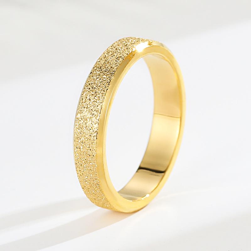 Korean Style Frosted Titanium Steel Ring In Rose Gold - Simple, Trendy, and Popular.