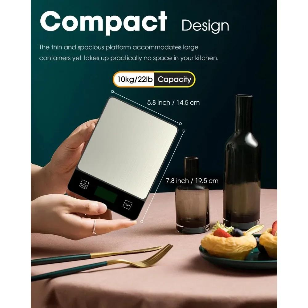 10kg/1g 22lb Elektronická digitální kuchyňská váha Měří jídlo v gramech uncích pro pečení vaření 6 jednotek Stříbrná kuchyňská váha