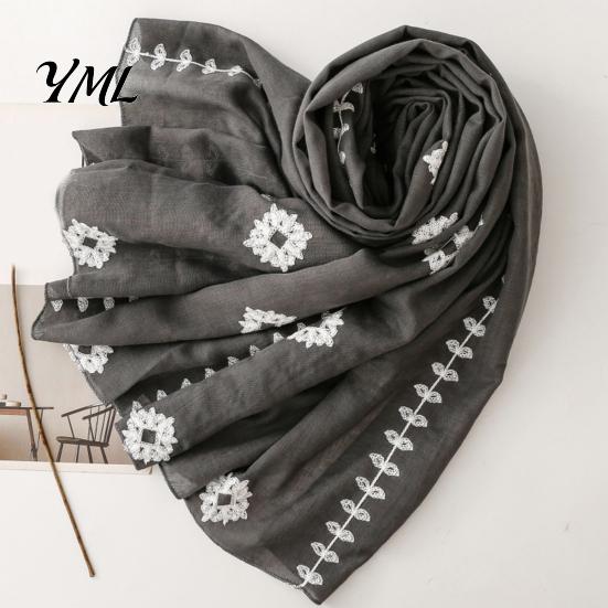 Breathable Sun Protection Shawl Solid Color Embroidered for Women, Lightweight Soft Gauze Scarf with Floral Versatile Waist Accessory Vine Texture,