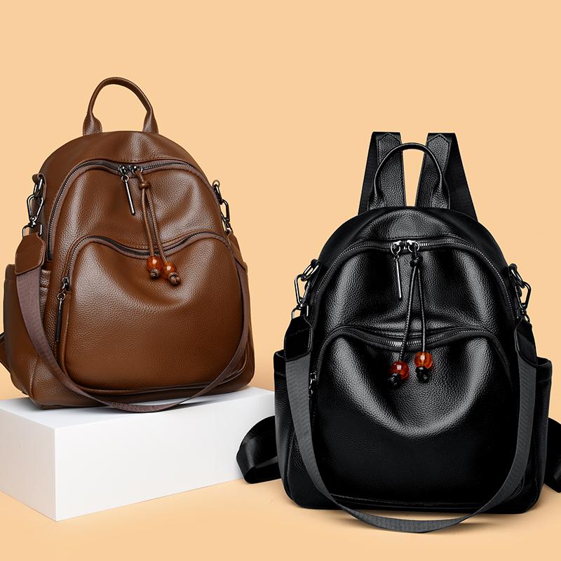 Fashionable and Minimalist Women's PU Leather Backpack with Top Handle, Perfect for Commuting, Travel, and Daily Use
