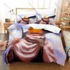 Cool Minimal Japanese Shinigami Samurai Sketch Bedding Set Duvet Cover + 2 Pillowcases Dark Black Purple Vintage Bedroom Decor
