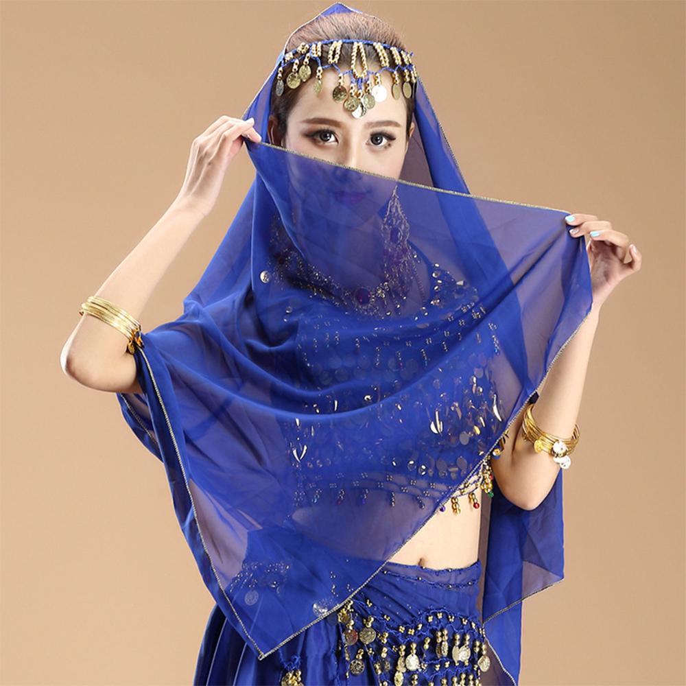 

Индийский танец Стиль Индийский танец Вуаль Костюм для танца живота Выступление Шифон Висячий платок с монетами