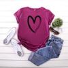 Fashion Female's Heart Pattern Print O-Neck T-shirt Short Sleeve Casual Cotton Tops