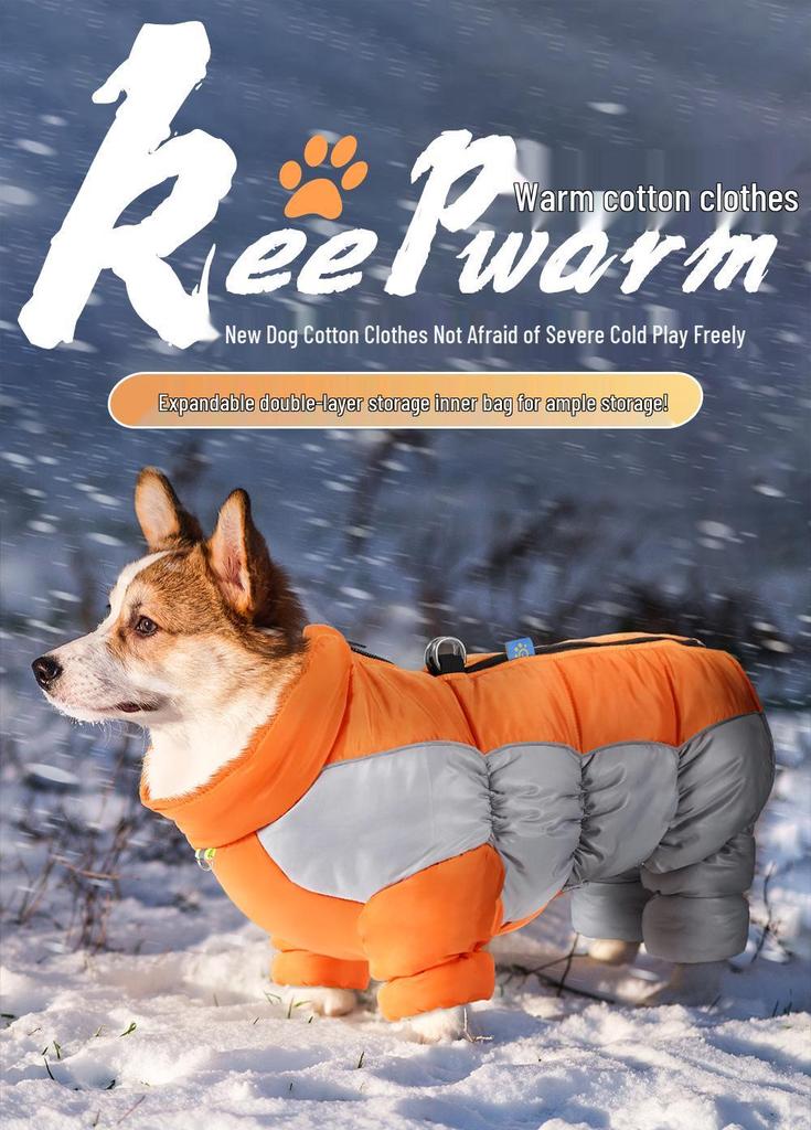 Waterproof Reflective Four-Legged Thickened Warm Dog Outfit for Small Dogs