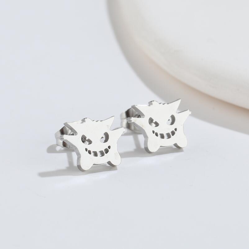 Halloween Bat Stainless Steel Stud Earrings - Minimalist Animal Design for Women, Vintage Christmas Mini Earrings