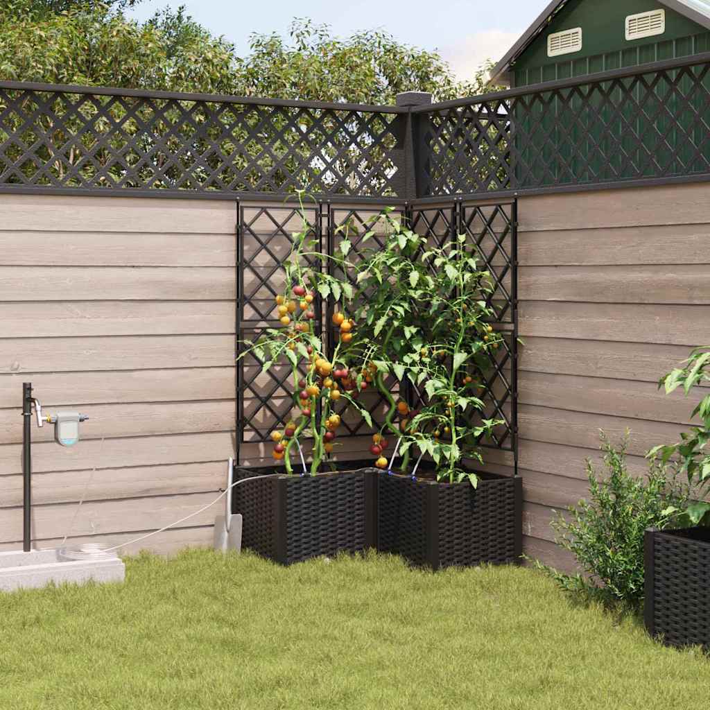 Garden Planter Set 3 Pcs Black 80 X 80 X 142 Cm Plastic