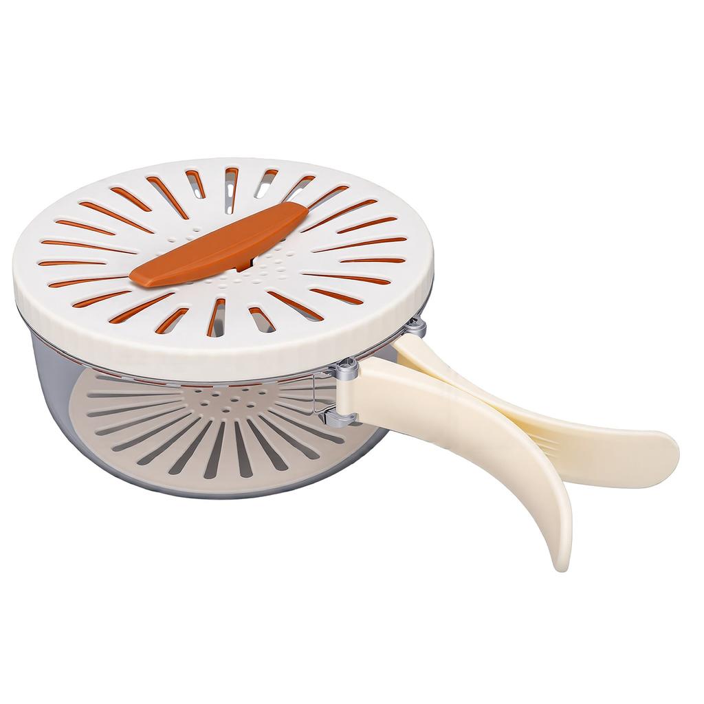 Fruit Washing Bowl with Strainer and Lid Foldable Handle Colander Container for Kitchen Picnic Camping