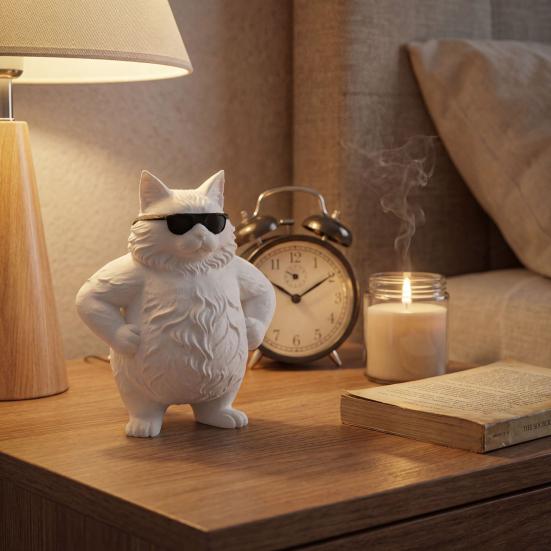 Lustige coole Katze Statue 3D gedruckte süße Katze in Sonnenbrille Figur skurrile Kätzchen Verzierung für Büroschreibtisch Dekoration Geschenke für Katzenliebhaber