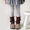 Girls' Fleece-Lined Gray Striped Leggings - Winter Warm, Cozy Contrasting Color Tights