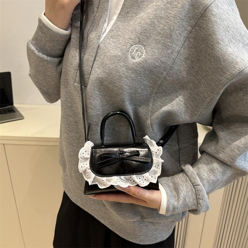 Style Lace Handbag For Women With Pu Material Small Square Bag For Casual Daily Use
