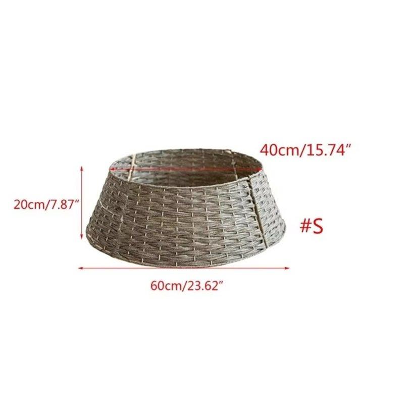 ABKY-Xmas Trees Foot Decor Christmas Tree Skirt Retro Round Basket Collar For Home Festival Party Background Decoration