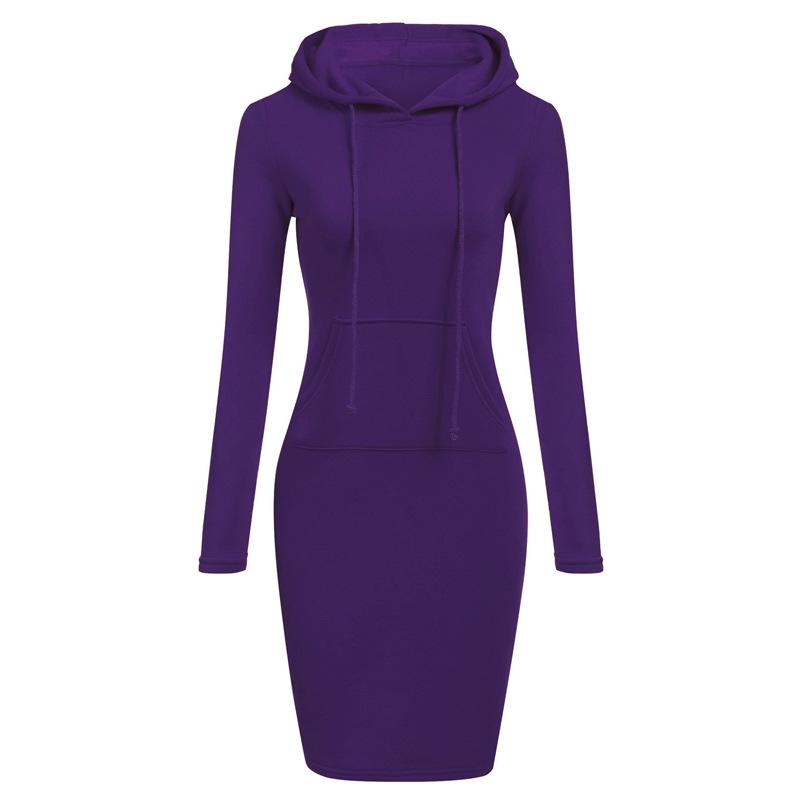 MAITA Donna Manica Lunga Felpa con Cappuccio Sexy Slim Fit Pullover Tunica Abito