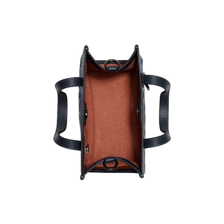 New COACH Field Cow Leather Tote Bag, Shopping Bag, Handbag, Shoulder Bag, Crossbody Bag Medium Size Women's Midnight Blue CD750-V5BHP