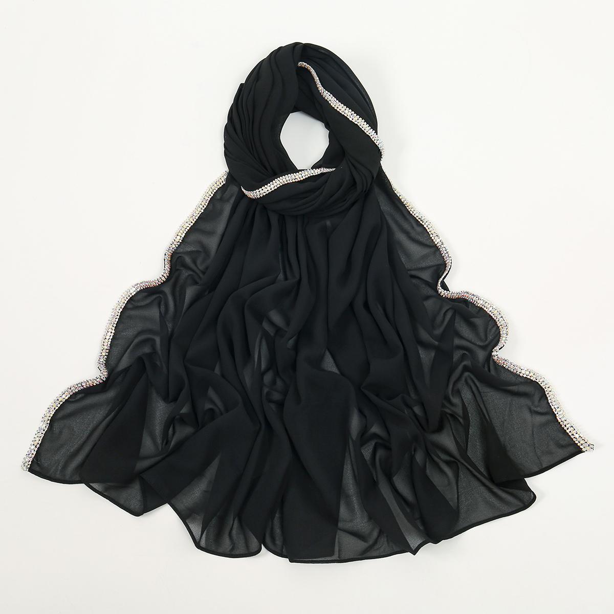 

Новый Стразы Блестящий Шифоновый Хиджаб Шарф Для Женщины Мусульманский Хиджаб Шаль Цепь Длинные Обертывания Мода Премиум Головной Платок Ислам Тюрбан
