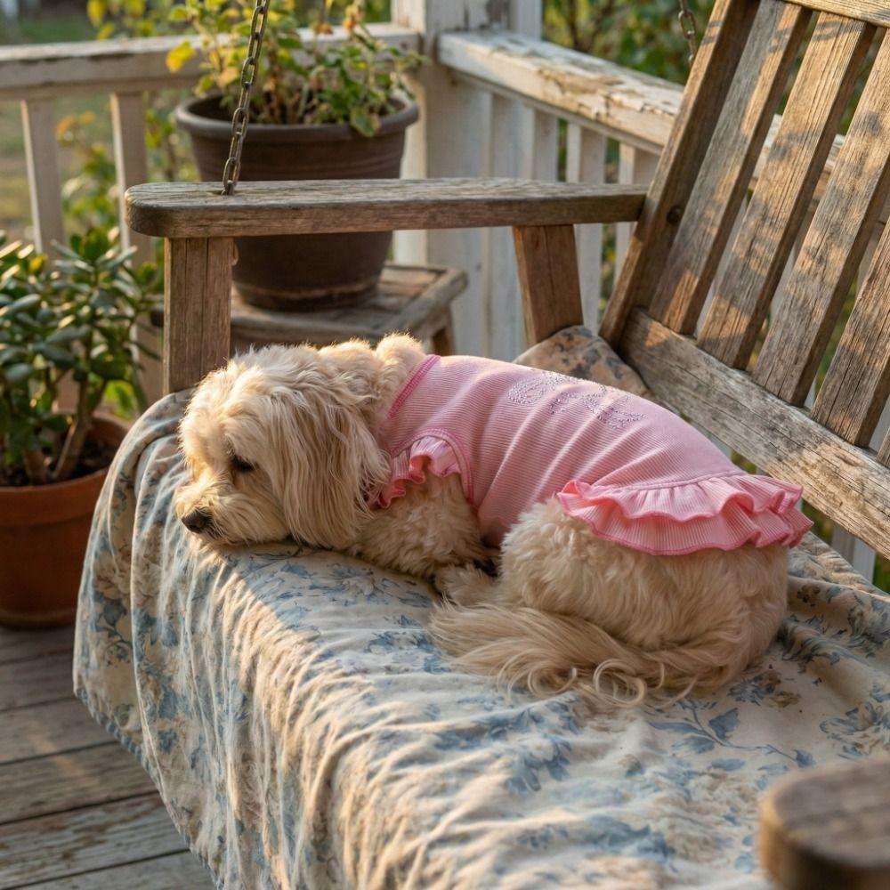Lotus Leaf Edge Pet Base Dress Soft Comfortable Solid Color Pet Princess Dresses Lover Pattern Doggy Sleeveless Apparel