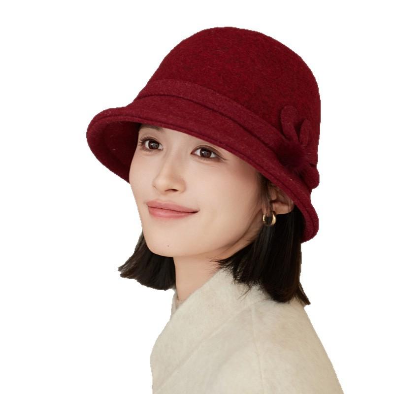 Korejská verze teplé rybářské čepice z imitace vlny, podzimní a zimní klobouk pro ženy, elegantní britský styl, klobouk hrnec, retro všestranný klobouk bucket