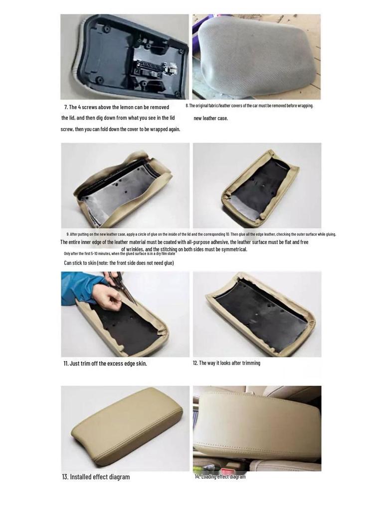 Toyota Highlander 09-14 Armlehnenbox Deckel Leder Klebeabdeckung (Innenmodifikation)