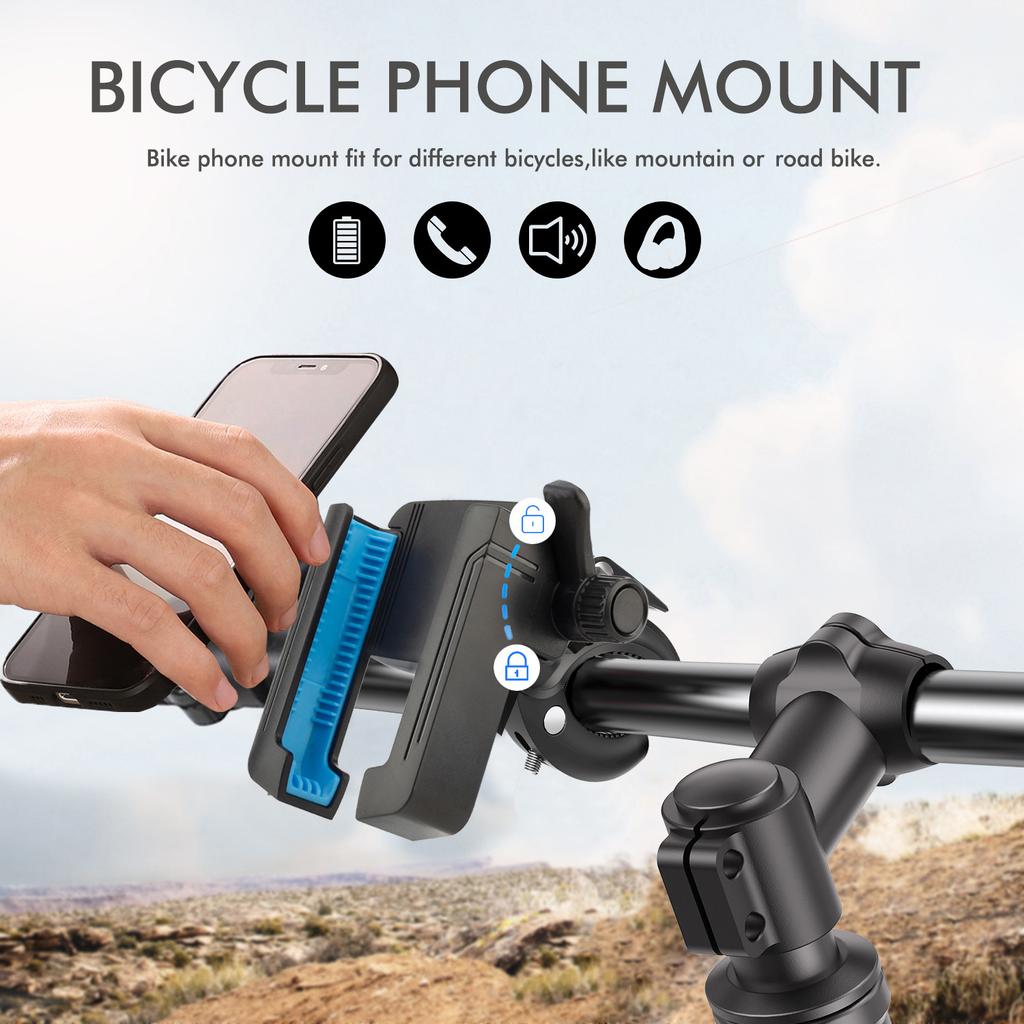 New 360° Rotatable Motorcycle Phone Holder, Anti-Shock Bike Handlebar Mount Bracket for 4-7'', Autumn Winter Riding Accessory