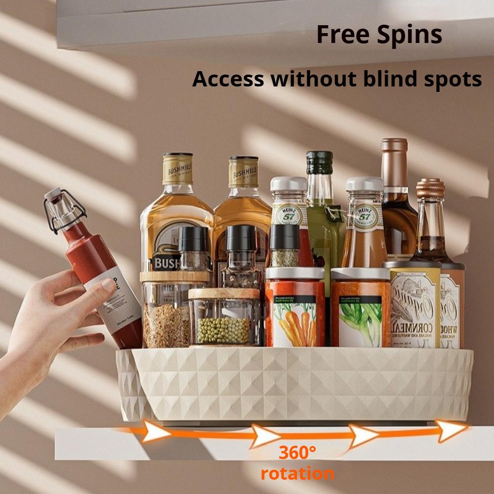 Multifunctional Condiment Storage Rack 360 Degree Rotating Storage Cabinet Organizer Fruit Tray Kitchen Seasonings Sauce Rack
