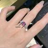 Luxuriöser Prinzessin Quadratischer Ring für Damen Rosa T-Fassung Zirkonia Eleganter Einfacher Verlobungsschmuck