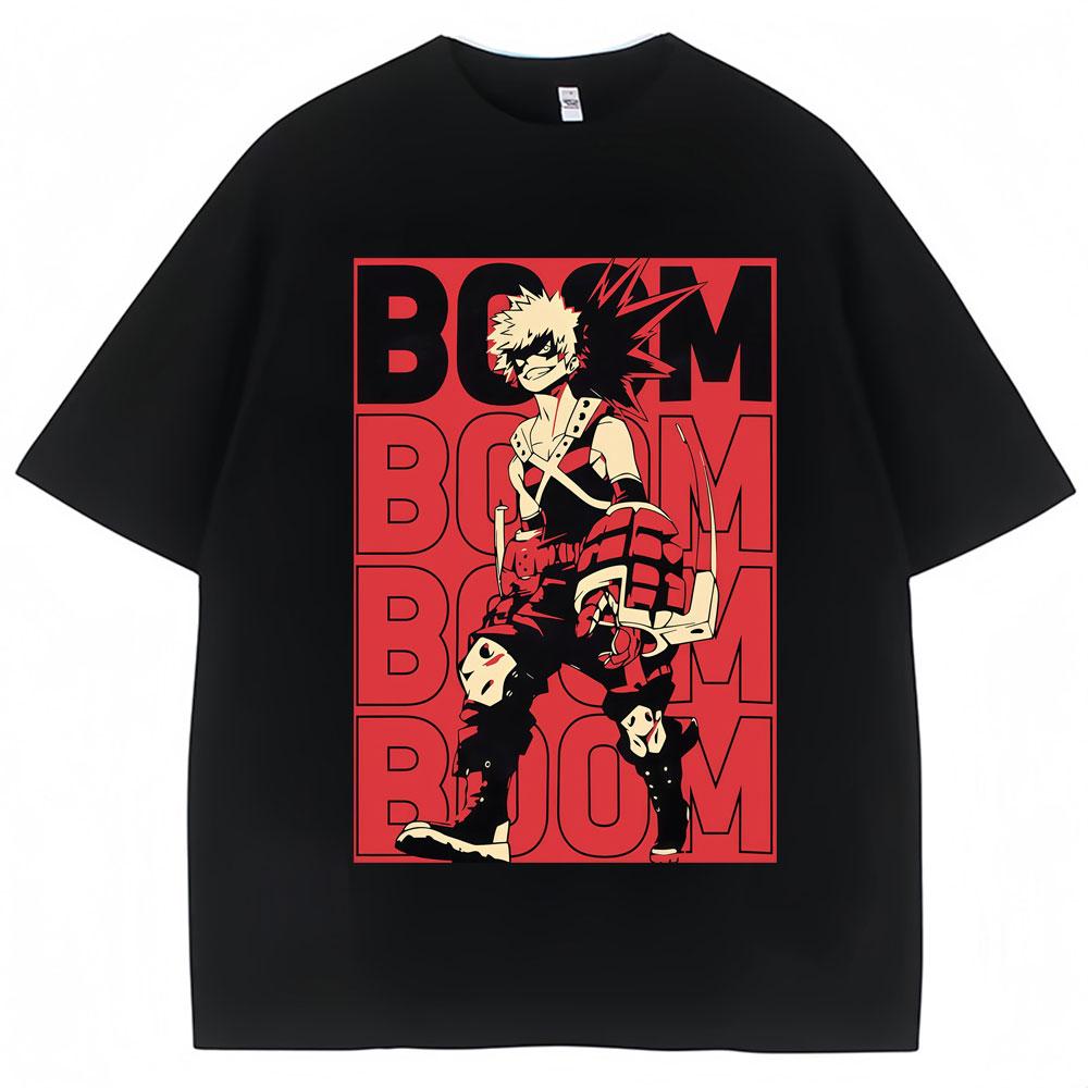 

Katsuki Bakugo My Hero Academia Boom Graphic T Shirt Men Women Cartoon Manga T-shirt Oversized Cotton Casual T Shirts S