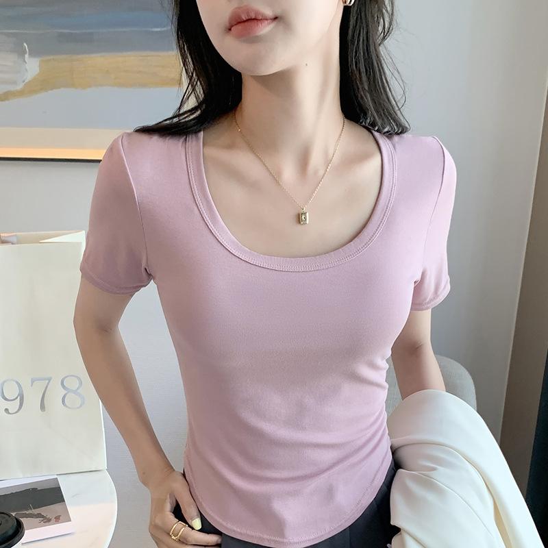 White Short Sleeved T-shirt for Women In Spring Summer Thin Cut Inner Layer Bottom Layer Outer Layer Short Top