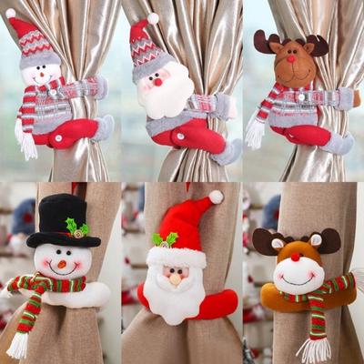 10 Santa Claus Elk Cartoon Dolls Curtain Buckles Curtain Ties Curtain Decoration Accessories Merry Christmas Home Decoration