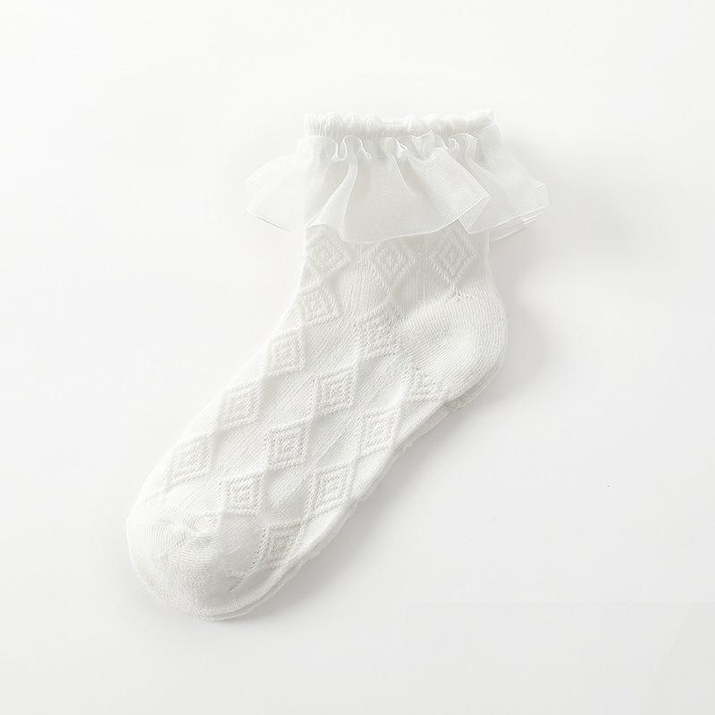 Summer Baby Lace Ruffle Socks Thin Mesh Breathable Short Sock Princess Girls Bow Dress Ankle Socks Kids Lolita White Black Sock