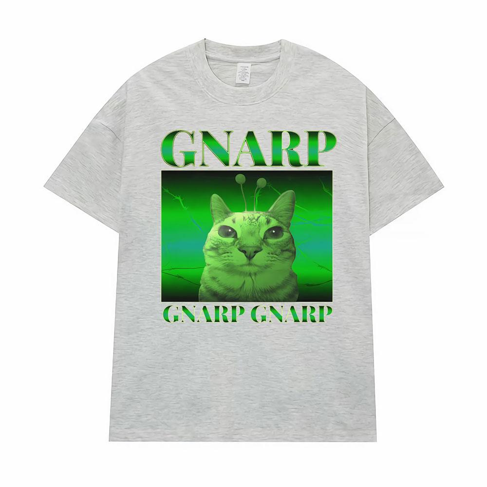 Silly Alien Graphic Gnarp Cat Meme Print T-Shirt Men's Clothing Y2K Vintage Classic T Shirt Unisex Short Sleeve Oversized TShirt