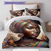 Black Women Pattern Bedding Quilt Set Quilt Cover Pillowcase Home Decoration Gift (1 * duvet cover + 2 * pillowcase, without core)