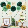 15pcs Green Tissue Paper Pom Poms Green Wedding Party Decorations Dots Paper Garland for Neutral St. Patrick's Day Party Birthday Rustic Wedding Decor