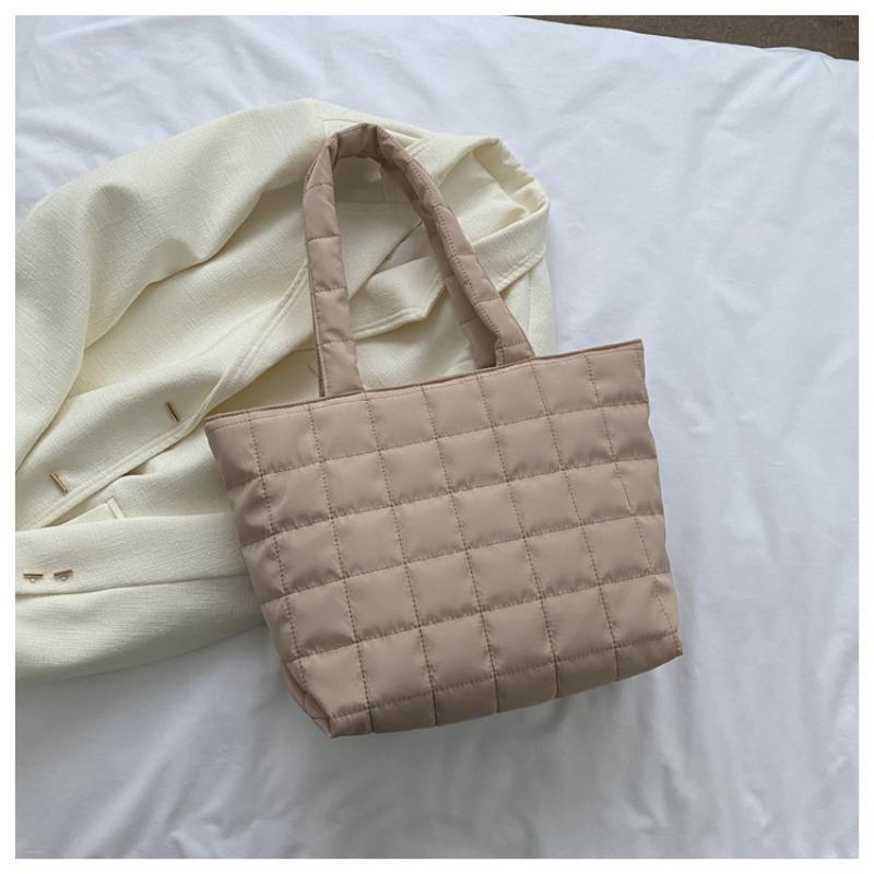 Large Capacity Solid Color Simple Versatile Women Single Shoulder Commuter Tote Bag