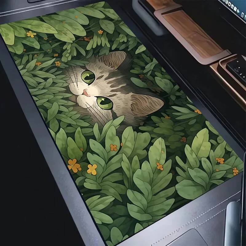 Mouse Pad Anime Green Plants HD Print Mousepad Laptop Catoon Black Cat Gaming Desk Mouse Mat PC Gamer Cabinet Keyboard Pad Gift