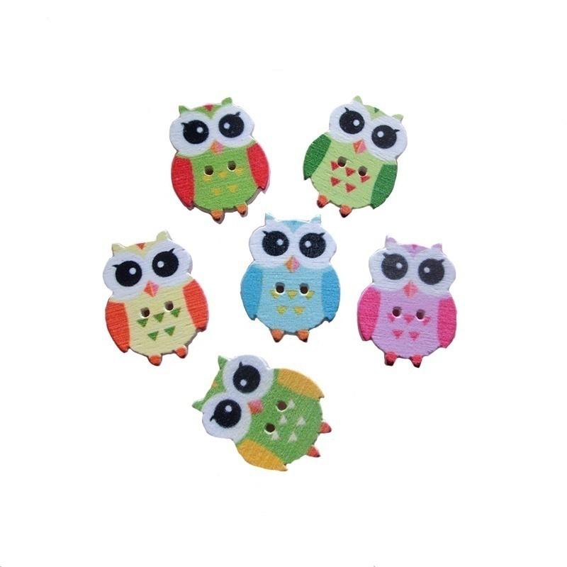 

50 шт. креативные детские деревянные швейные пуговицы с совой для скрапбукинга, 2 отверстия