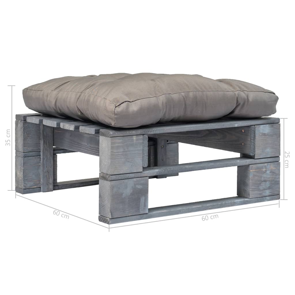 Outdoor Ottoman with Cushions In Grey Wood Grey