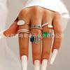 European and American Jewelry Fashion Irregular Special-shaped Love Imitation Gemstone Lava Bud Split Ring Nine-piece Set for Women