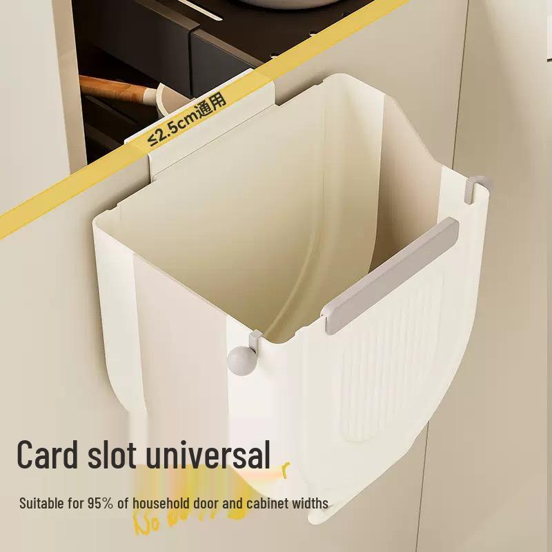 Wall-Mounted Foldable Kitchen Trash Can, Large Capacity, Door Hanging, Creative Classification.
