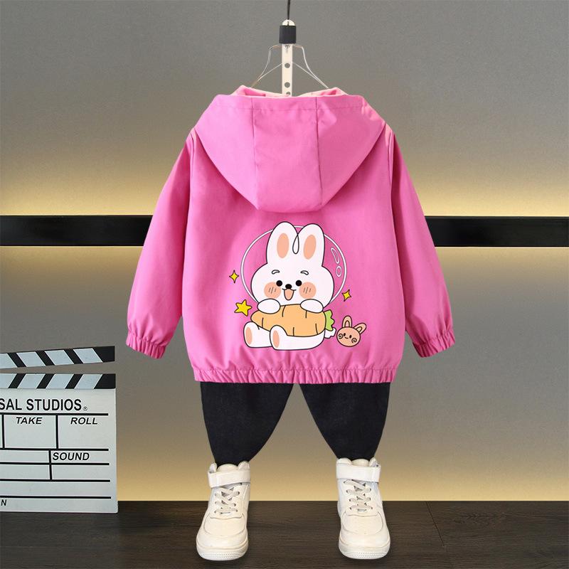 Boys and Girls Jacket Spring Ball Thin Section of The Middle and Large Children Loose Casual Hooded Rushing Coat Jacket Children's Outside
