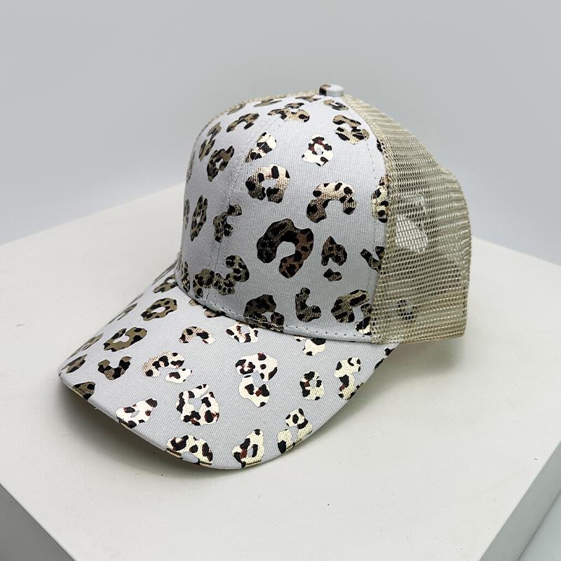 Baseball Tail Cross Criss Print Leopard Bronzing Women New Brand Latest Fresh Caps Peaked Hats Mesh Breathable Sunshade Versatile Trucker Fashion