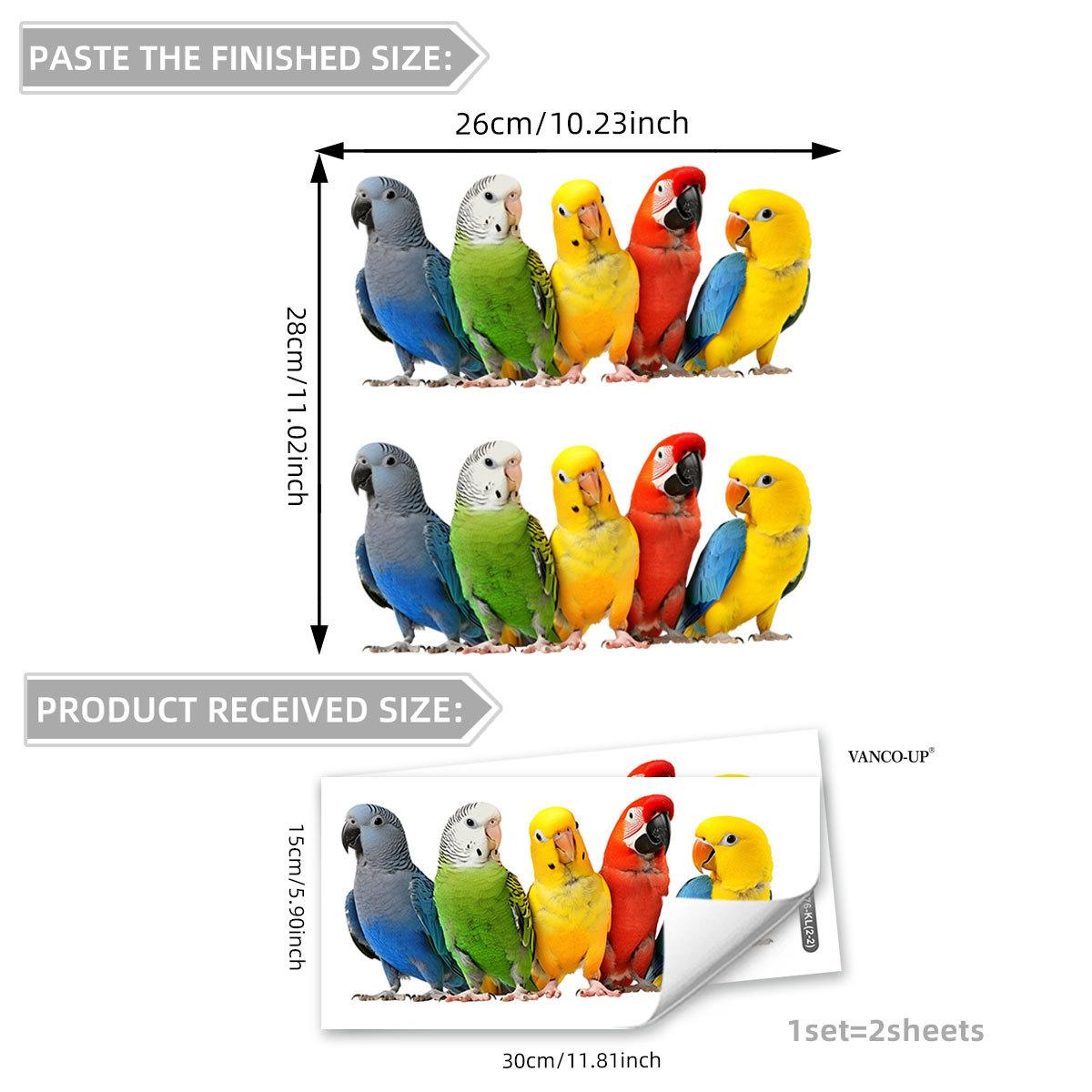 

Cartoon Colorful Parrot Static Window Stickers, No Glue Removable Glass Decals for Home Decor 15x30cm2pcs/30x30cm