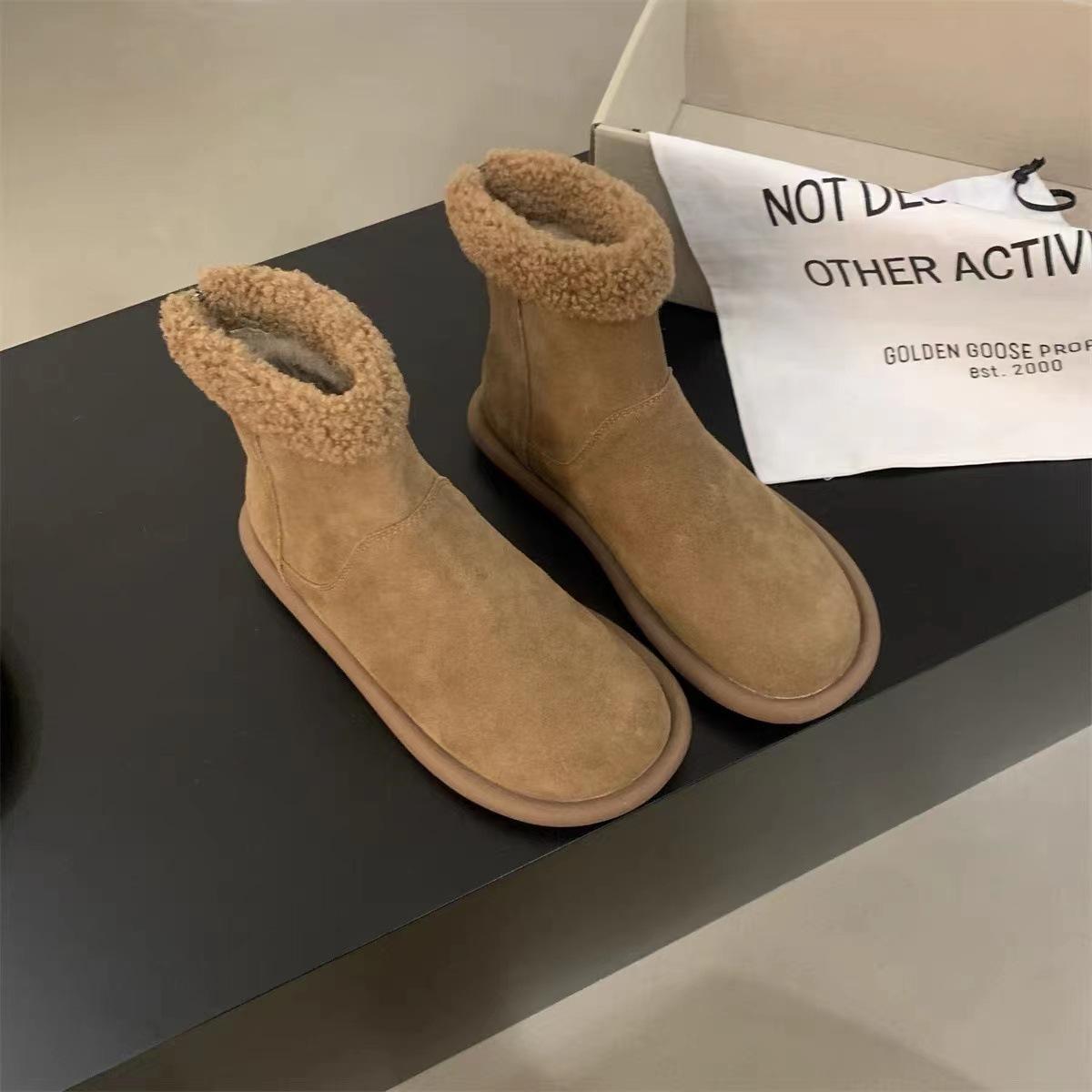 

Retro outer wear winter warm velvet snow cotton shoes versatile thick-soled women s boots fluffy shoes short boots snow boots 40 верблюд