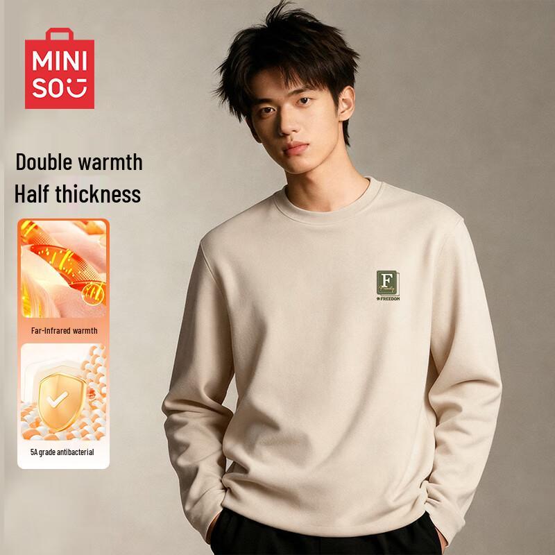 MINISO Men s Fleece-Lined Long-Sleeve T-Shirt 2XL